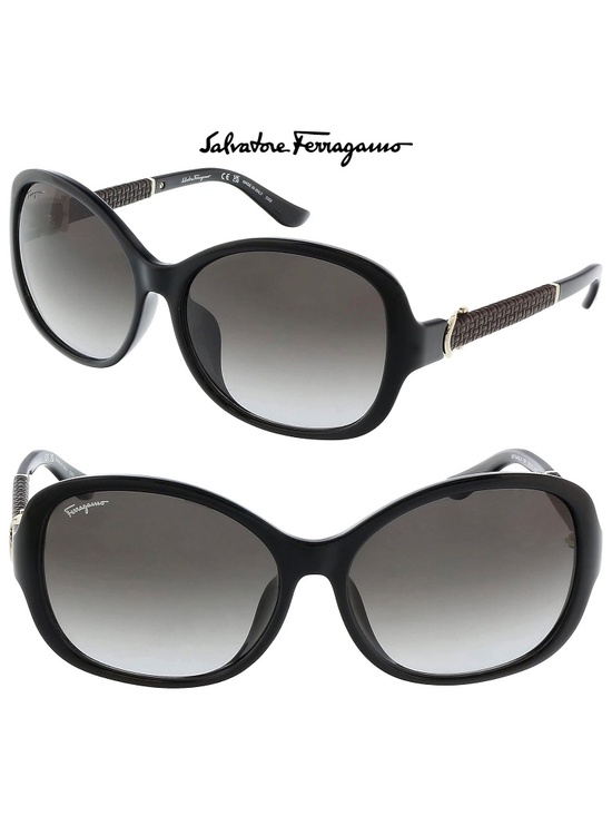SALVATORE FERRAGAMO SF744SLA 001 BLACK GRADIENT GREY BUTTERFLY SUNGLASSES. 59 mm